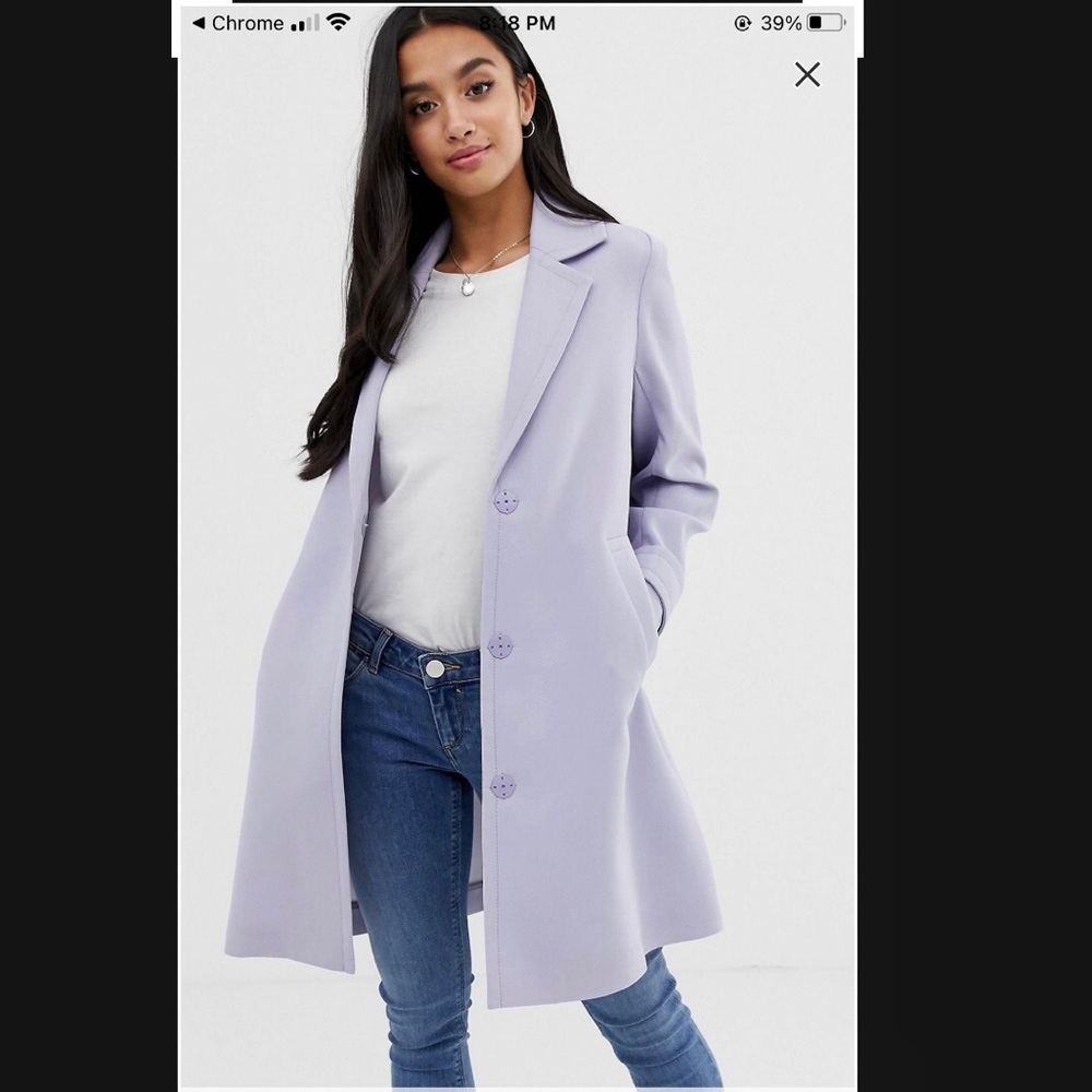 ASOS periwinkle purple crepe coat blazer